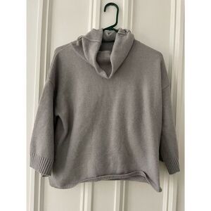 Jack by BB Dakota  light gray cowl neck boxy sweater 3/4 length sleeves S